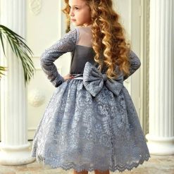 Alternative view of فستان بناتي وردة مع مخمل وشيفون